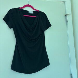 Nordstrom Rack Cowl Neck Cap Sleeve Blouse Black Medium